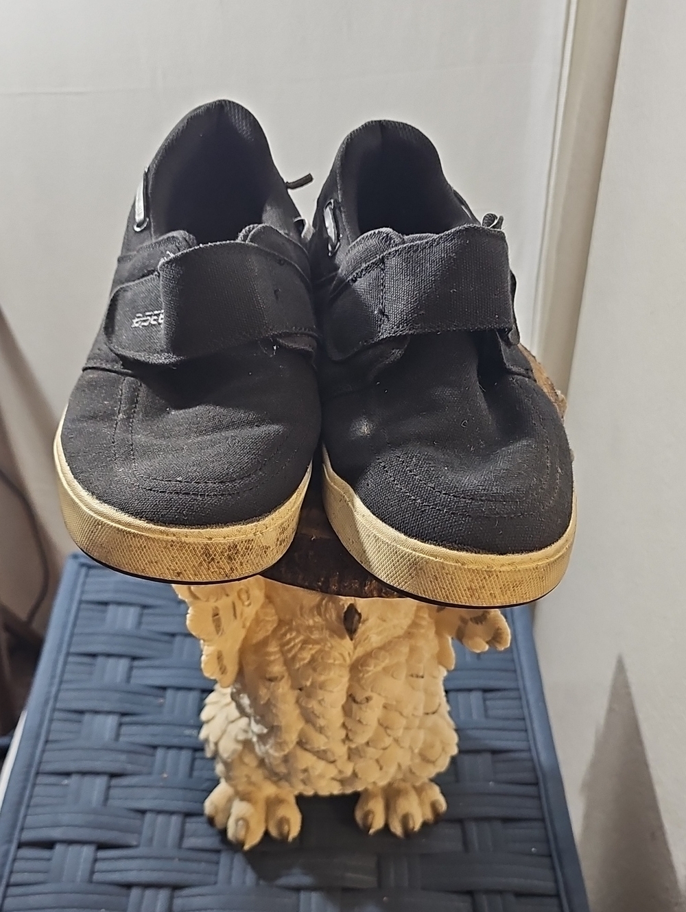 Men's Black Canvas Slip-On Sneakers with Hook & Loop Strap